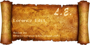 Lorencz Edit névjegykártya